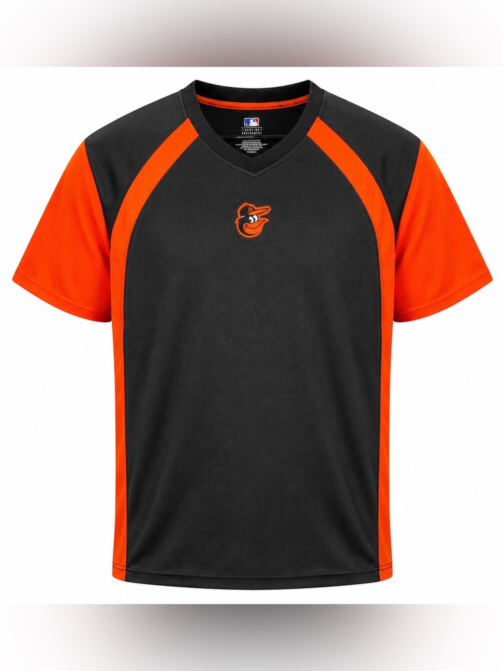 MLB Baltimore Orioles Black and Orange Short-Sleeve Raglan Jersey